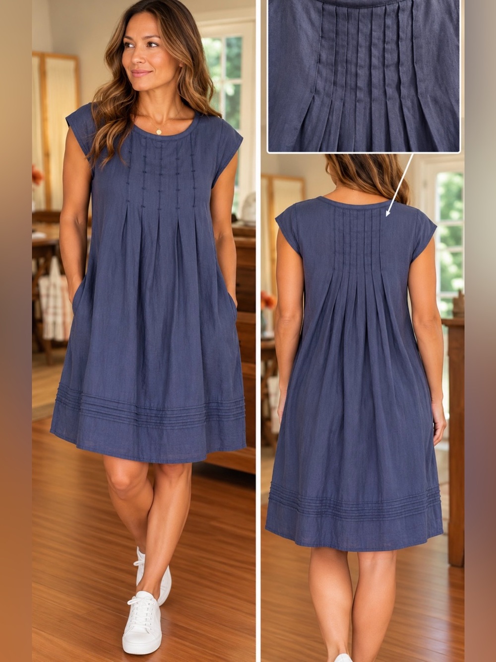 Sundance Women's Navy Blue Linen Dress